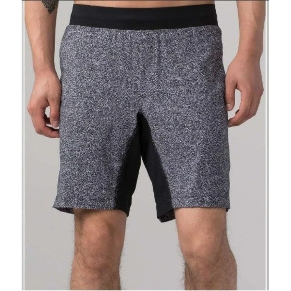 Lululemon Mens Intent Short Heathered Grey Black‎ Athletic Yoga Training Shorts
